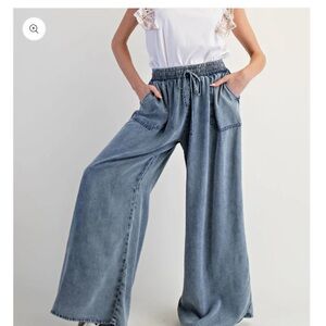 EASEL Wide-Leg Denim Pants